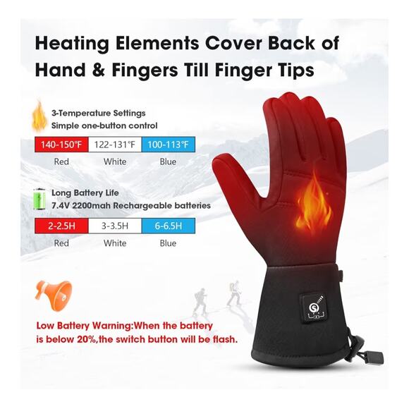 Savior Heat Heated Gloves M/L Rechargeable Winter Ski Snow Hiking S-18 - Picture 8 of 11